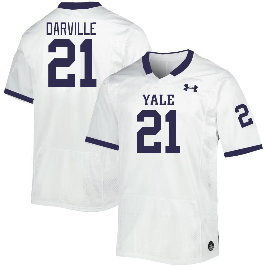 Men-Youth #21 Dylan Darville Yale Bulldogs 2023 College Football Jerseys Stitched Sale-White